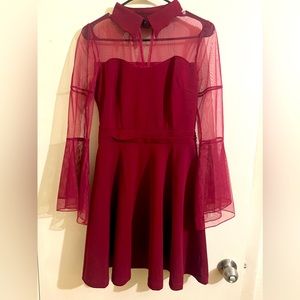 Burgundy Peter Pan Collared Dress